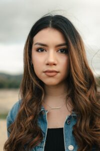 woman in blue denim jacket